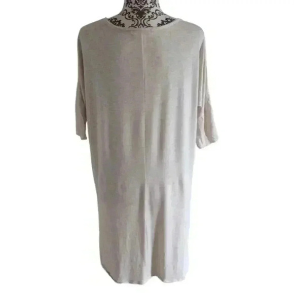 Anthropologie Maronie Dress Oatmeal V Neck Elbow Sleeves Oversized Women's L - Picture 3 of 11